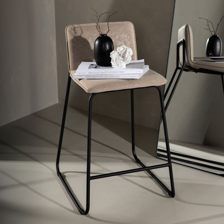 Nohr Barkruk 'Sheridan' Microvezel, kleur Beige (zithoogte 64cm) afbeelding 1