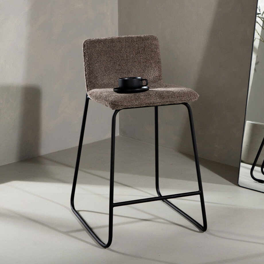 Nohr Barkruk 'Sheridan' Bouclé, kleur Donkergrijs (zithoogte 64cm) afbeelding 1