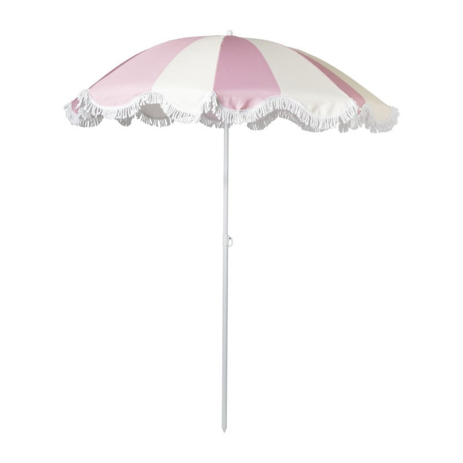 Parasol gestreept - roze/beige - ø160x180 cm afbeelding 