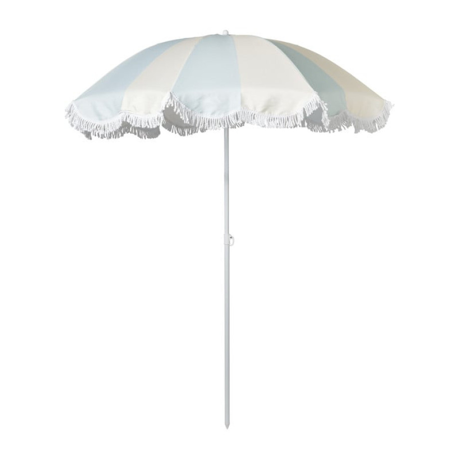 Parasol gestreept - lichtblauw/wit - ø160x180 cm afbeelding 