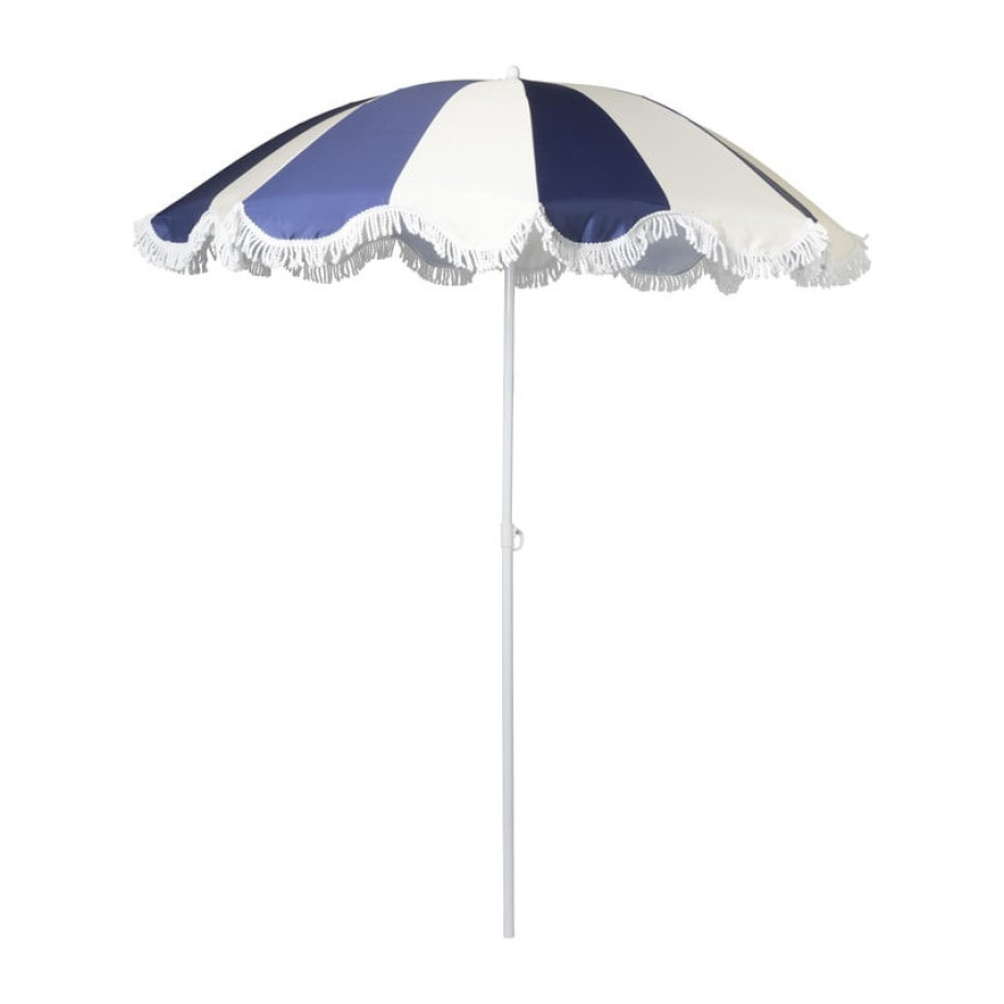 Parasol gestreept - blauw/wit - ø160x180 cm afbeelding 