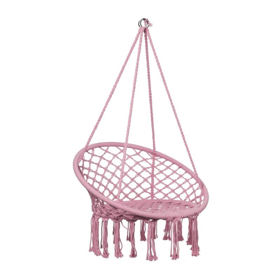Hangstoel knoet - roze - ø80x100 cm afbeelding 