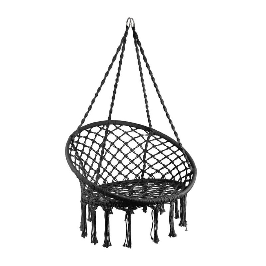 Hangstoel knoet - zwart - 100x⌀80x60 cm afbeelding 
