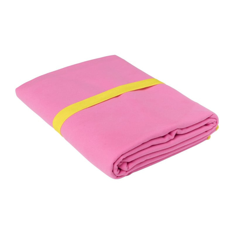 Microvezel handdoek - roze/geel - 100x180 cm afbeelding 