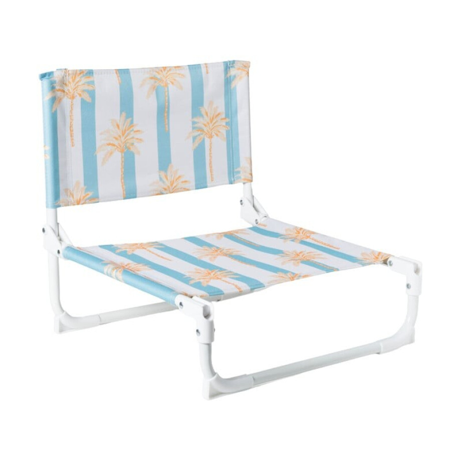 Strandstoeltje palmboom - blauw/wit - 45x45x46 cm afbeelding 