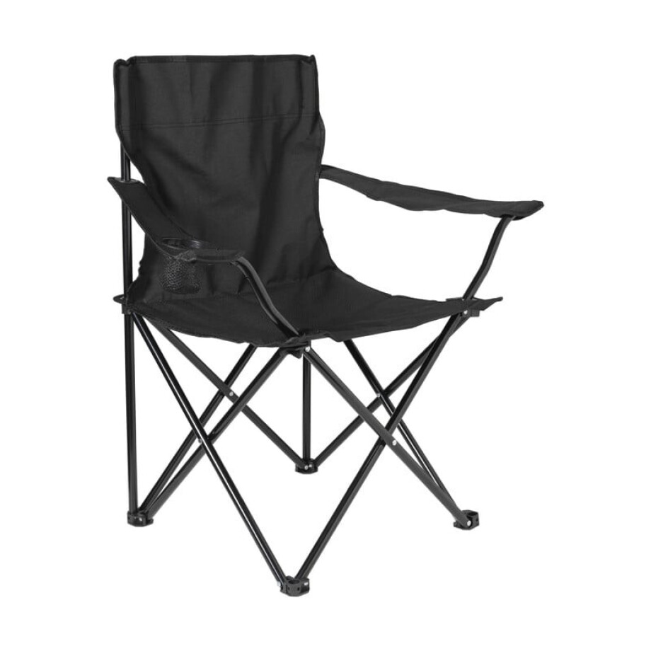 Opvouwbare campingstoel - zwart - 80x75x50 cm afbeelding 