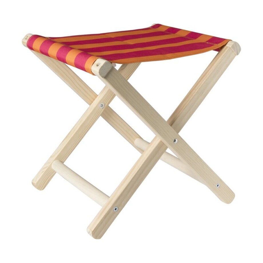 Opvouwbaar strandkrukje streep - roze/rood - 37x32x35 cm afbeelding 