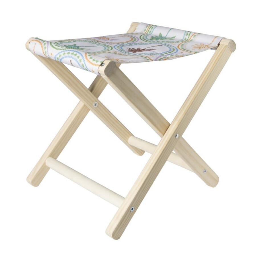 Opvouwbaar strandkrukje palm - multikleur - 37x32x35 cm afbeelding 