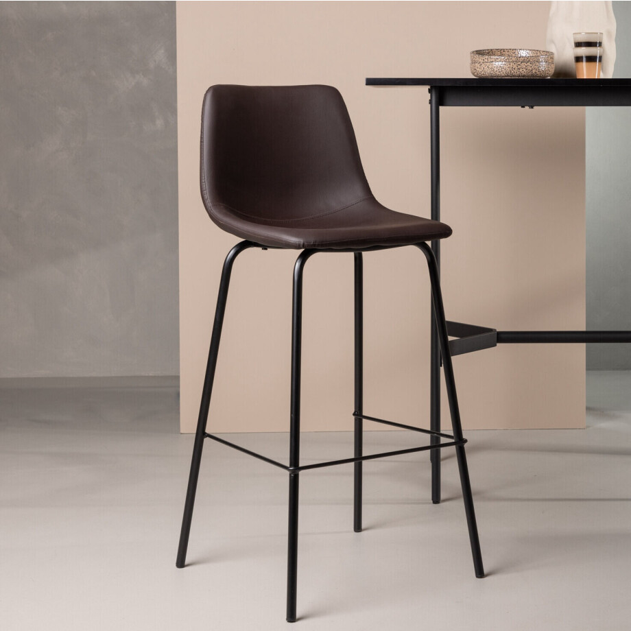 Nohr Barkruk 'Sherrika' Lederlook, kleur Bruin (zithoogte 75cm) afbeelding 1