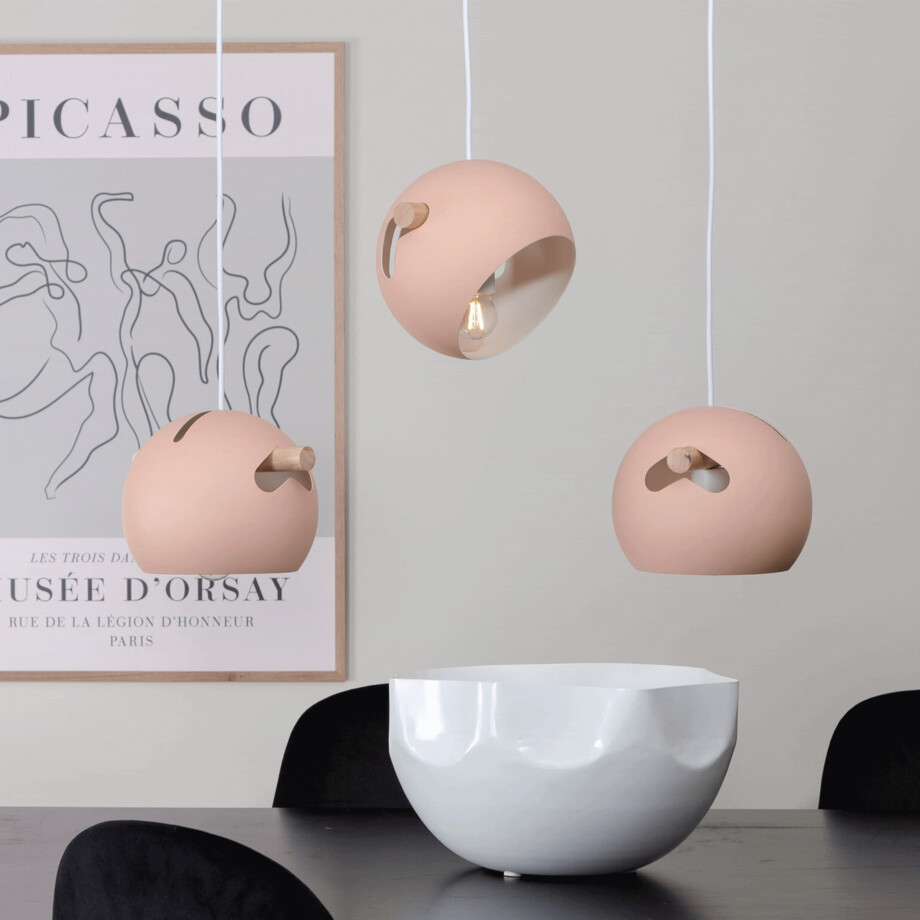 Nohr Hanglamp 'Reem' 3-lamps, kleur Roze afbeelding 1