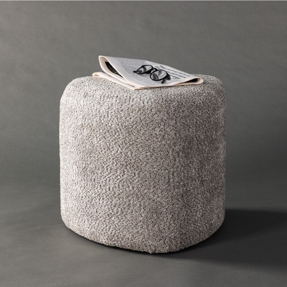 Nohr Poef 'Liem' Bouclé, kleur Grijs Nohr Poef 'Liem' Bouclé, kleur Grijs afbeelding 1