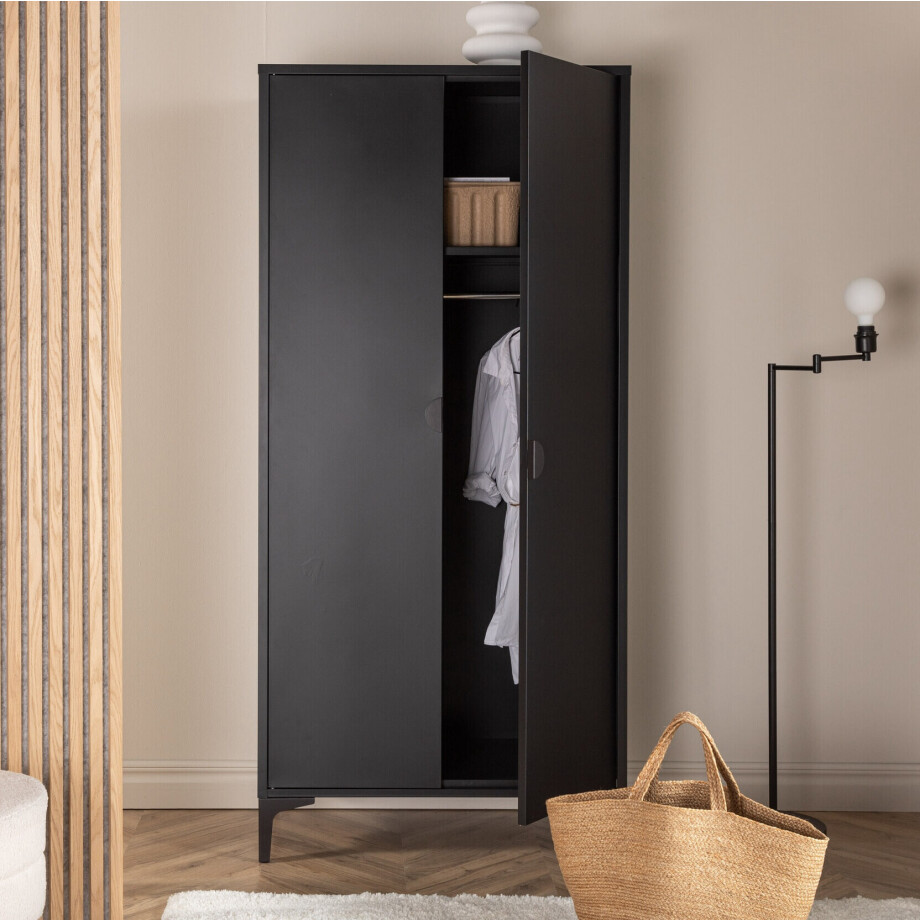 Nohr Kledingkast 'Danyella' 183 x 85cm, kleur Zwart Nohr Kledingkast 'Danyella' 183 x 85cm, kleur Zwart afbeelding 1