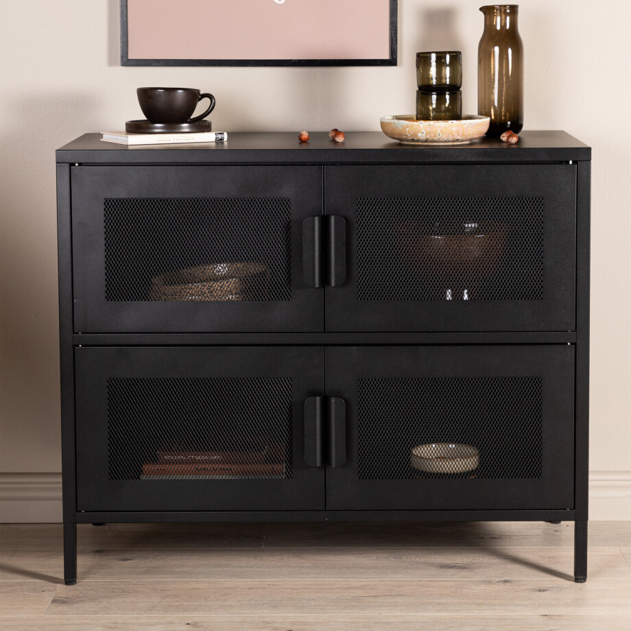 Nohr Dressoir 'Raeanne' 90cm, Metaal, kleur Zwart Nohr Dressoir 'Raeanne' 90cm, Metaal, kleur Zwart afbeelding 1