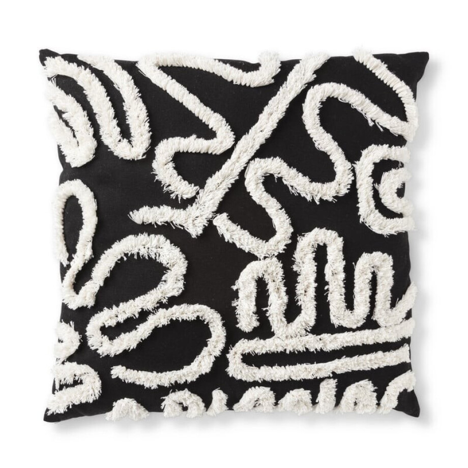 Sierkussen abstract - zwart - 45x45 cm afbeelding 