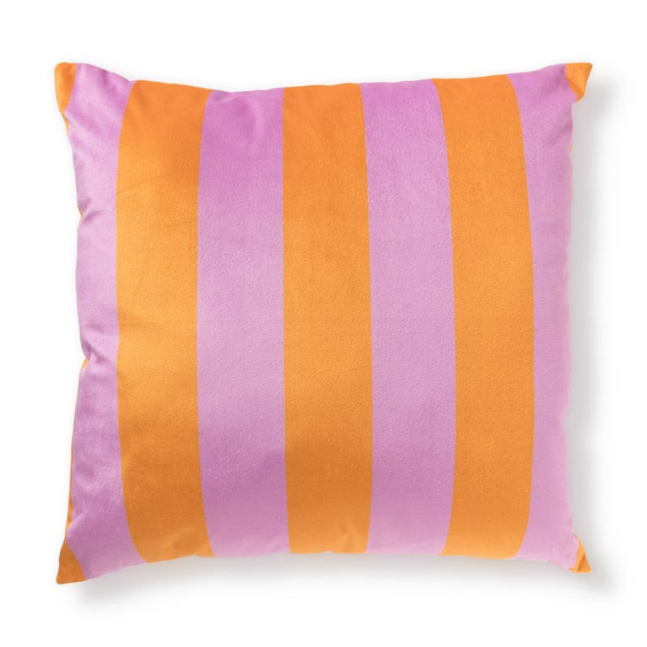 Kussen streep - lila/oranje - 45x45 cm afbeelding 