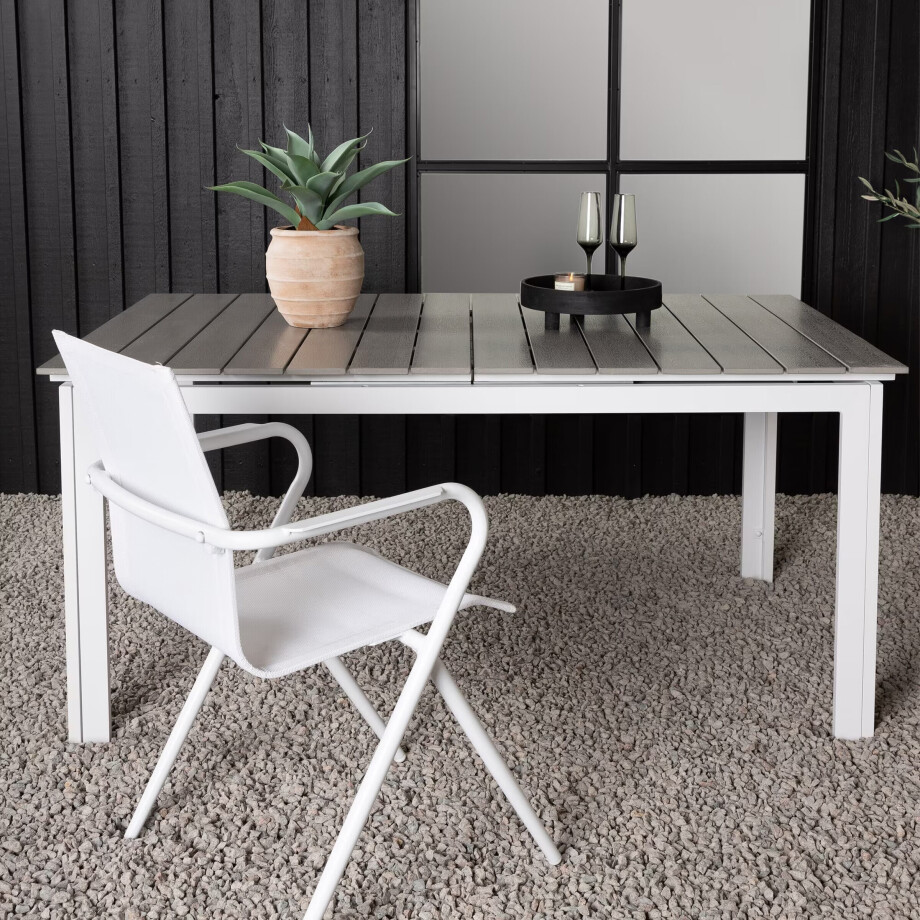 Nohr Uitschuifbare Tuintafel 'Ethen' 160/240 x 100cm, kleur Wit/Grijs afbeelding 1