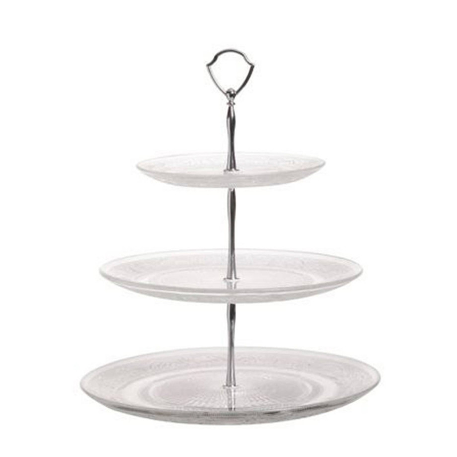 Cosy & Trendy Etagere / Serveertoren Retro - Glas - ø 29 cm - 3-Laags afbeelding 