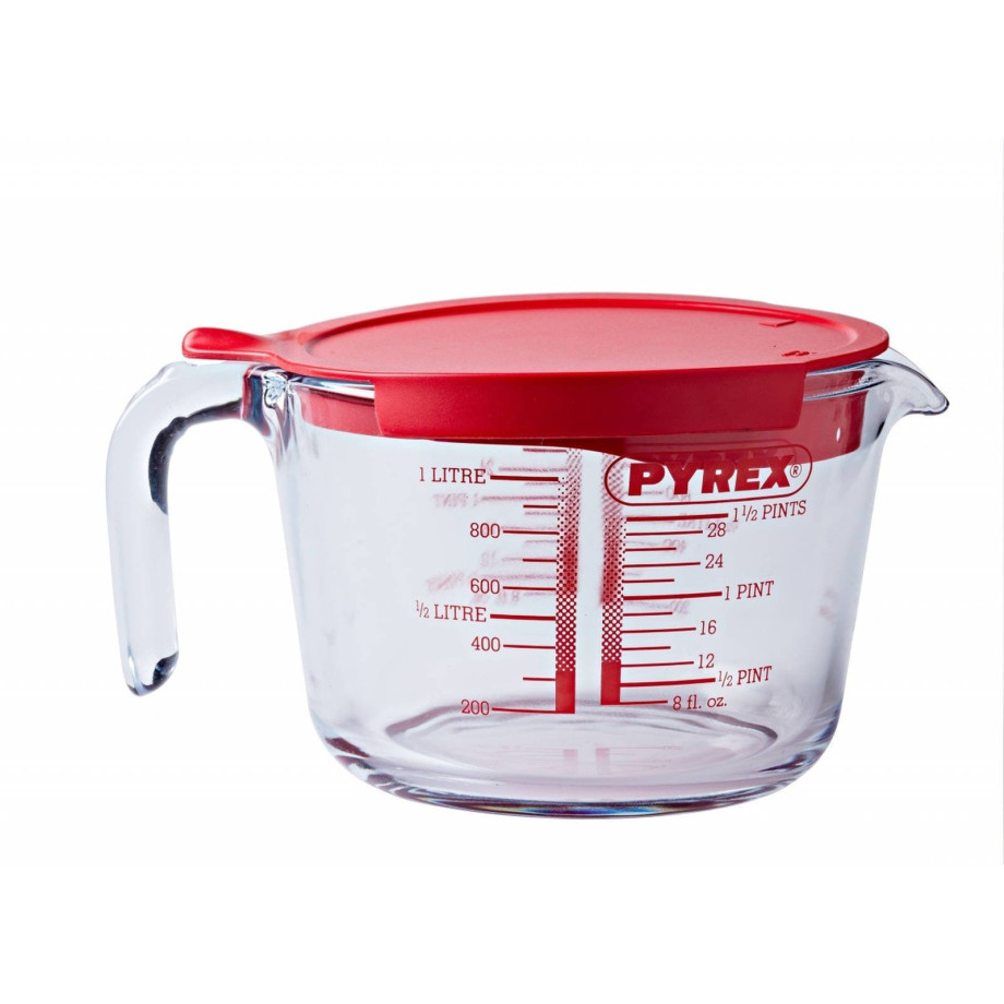 Pyrex Maatbeker - met deksel - Classic Prepware Hittebestendig Glas 1 Liter afbeelding 