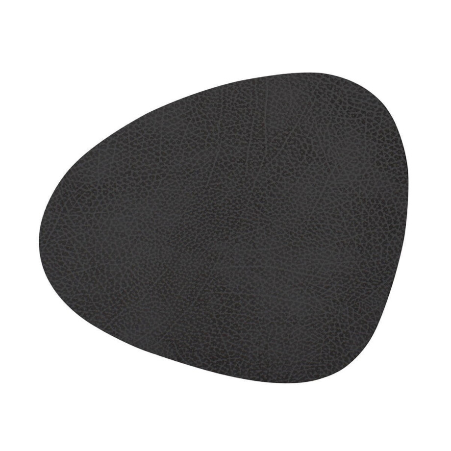 LIND DNA Placemat Hippo - Leer - Black Anthracite - 44 x 37 cm afbeelding 