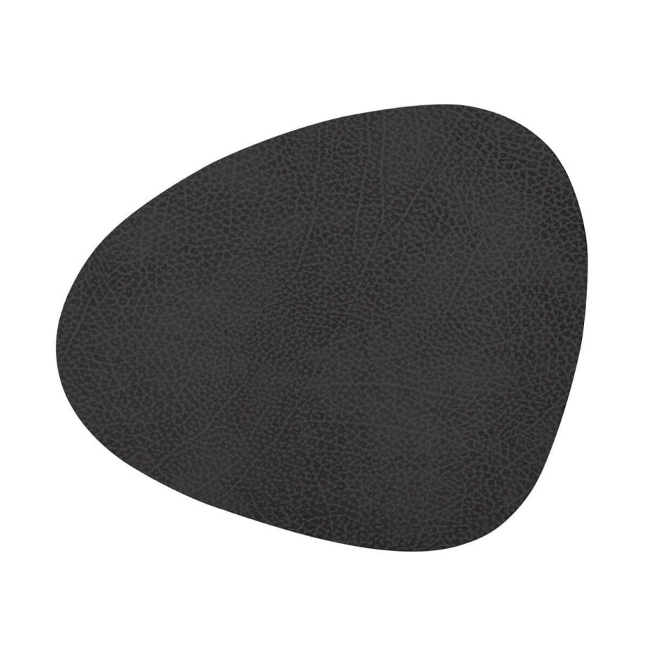 LIND DNA Placemat Hippo - Leer - Black Anthracite - 44 x 37 cm afbeelding 