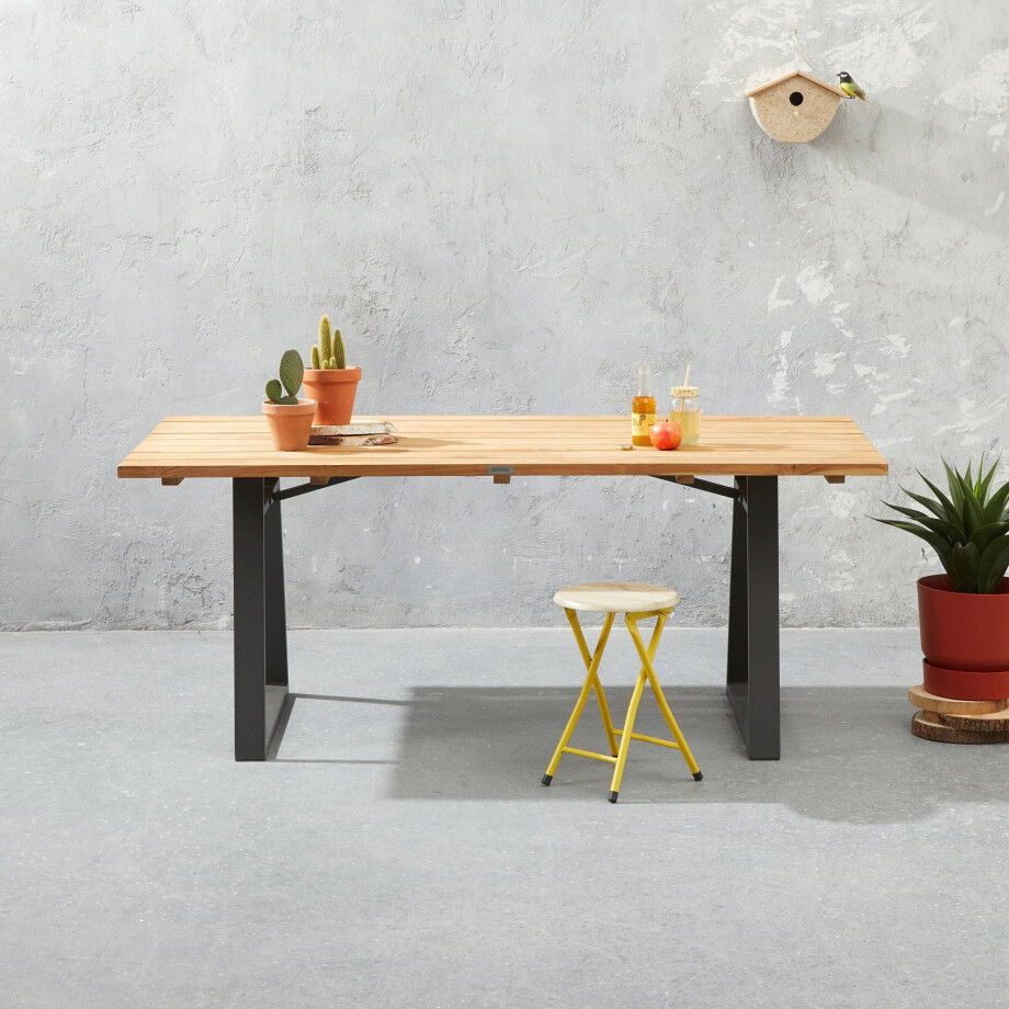 Exotan Exotan Tuintafel Sydney - Teak/Metaal - Naturel - 75x185x90 afbeelding 