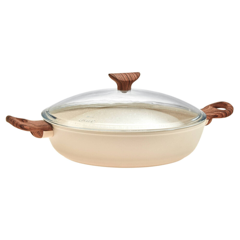 Sambonet Hapjespan Rock 'n' Rose - Creme - ø 28 cm / 3.6 liter - standaard anti-aanbaklaag Sambonet Hapjespan Rock 'n' Rose - Creme - ø 28 cm / 3.6 liter - standaard anti-aanbaklaag afbeelding