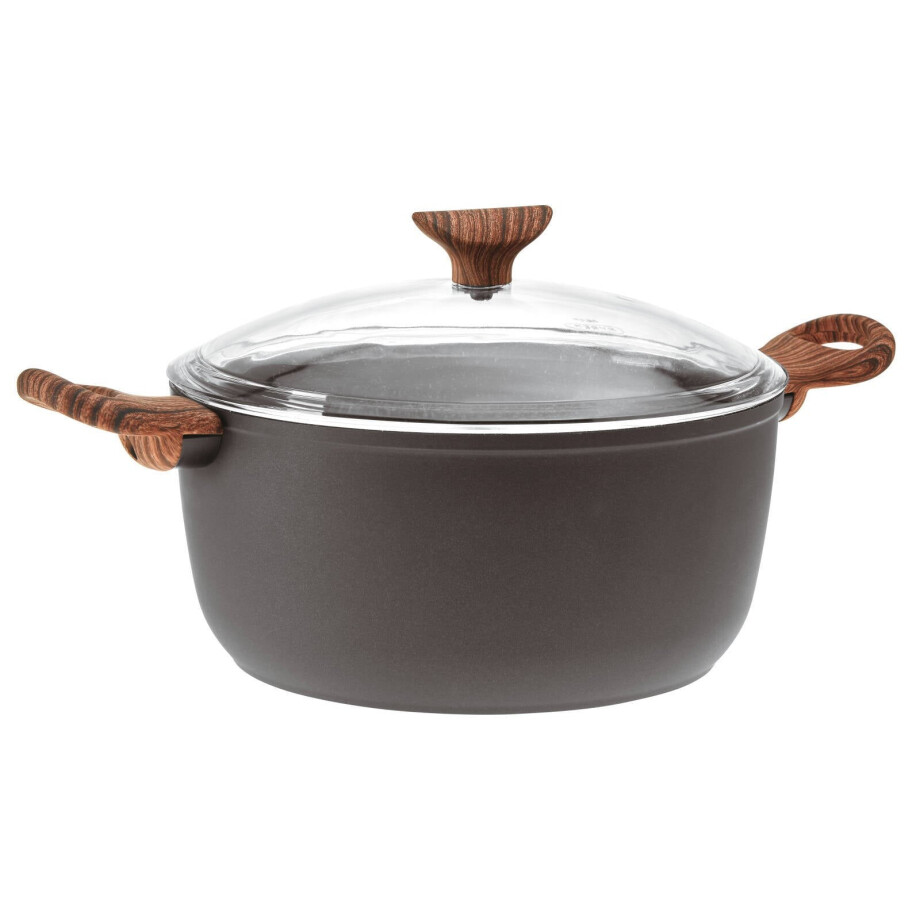 Sambonet Braadpan Rock 'n' Rose - Zwart - ø 24 cm / 4.5 liter - standaard anti-aanbaklaag afbeelding 