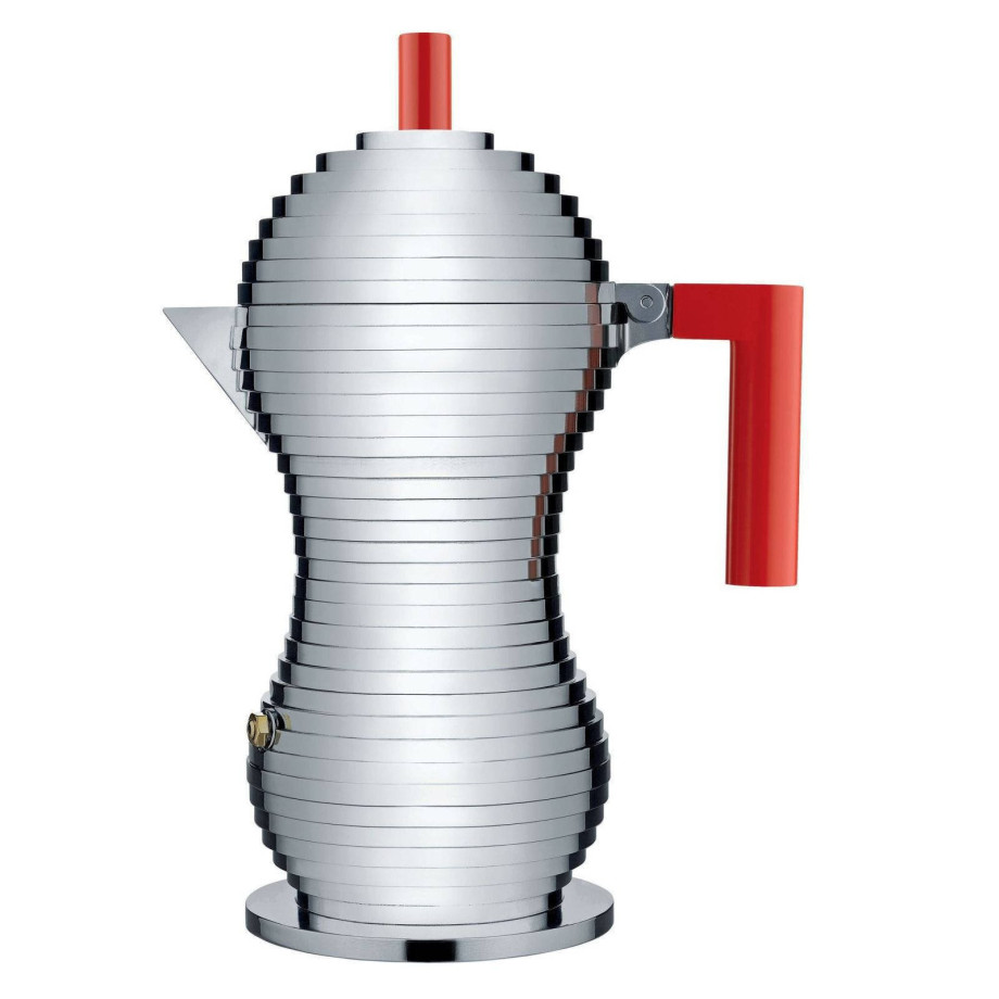 Alessi Percolator Pulcina - MDL02/6 R - Rood - 6 kops - door Michele De Lucchi afbeelding 