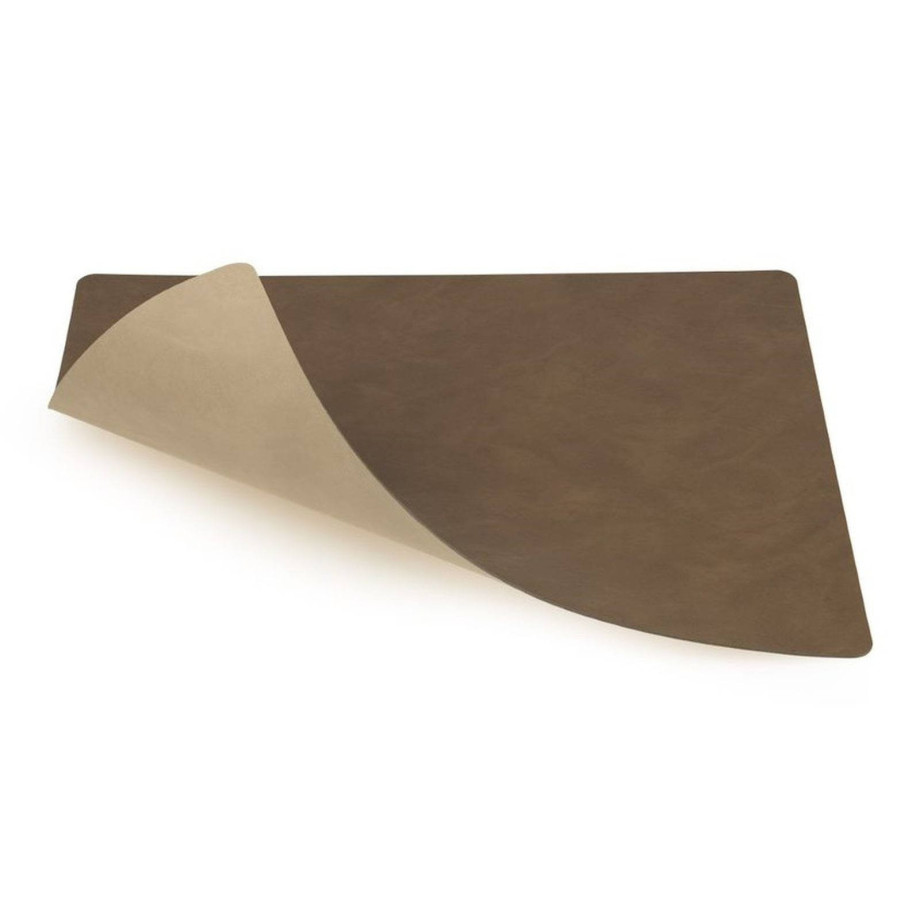 LIND DNA Placemat Nupo - Leer - Brown / Sand - dubbelzijdig - 45 x 35 cm afbeelding 