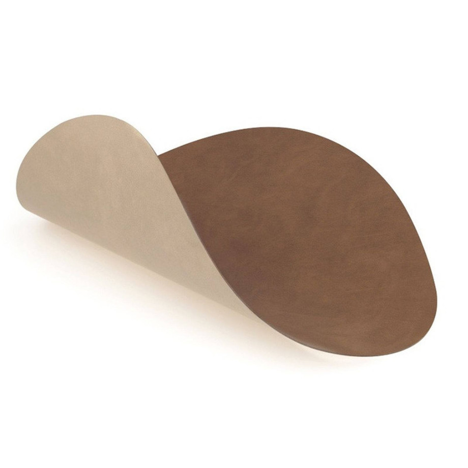 LIND DNA Placemat Nupo - Leer - Brown / Sand - dubbelzijdig - 44 x 37 cm afbeelding 