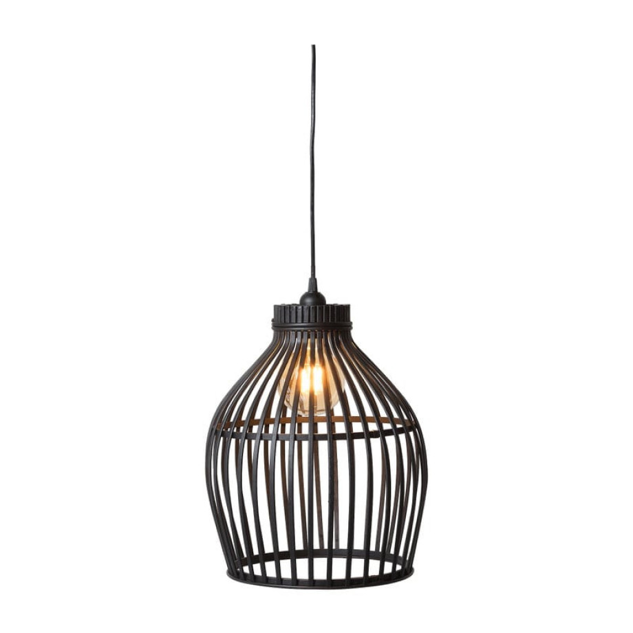 Hanglamp bamboe - zwart - 30x30x37 cm afbeelding 