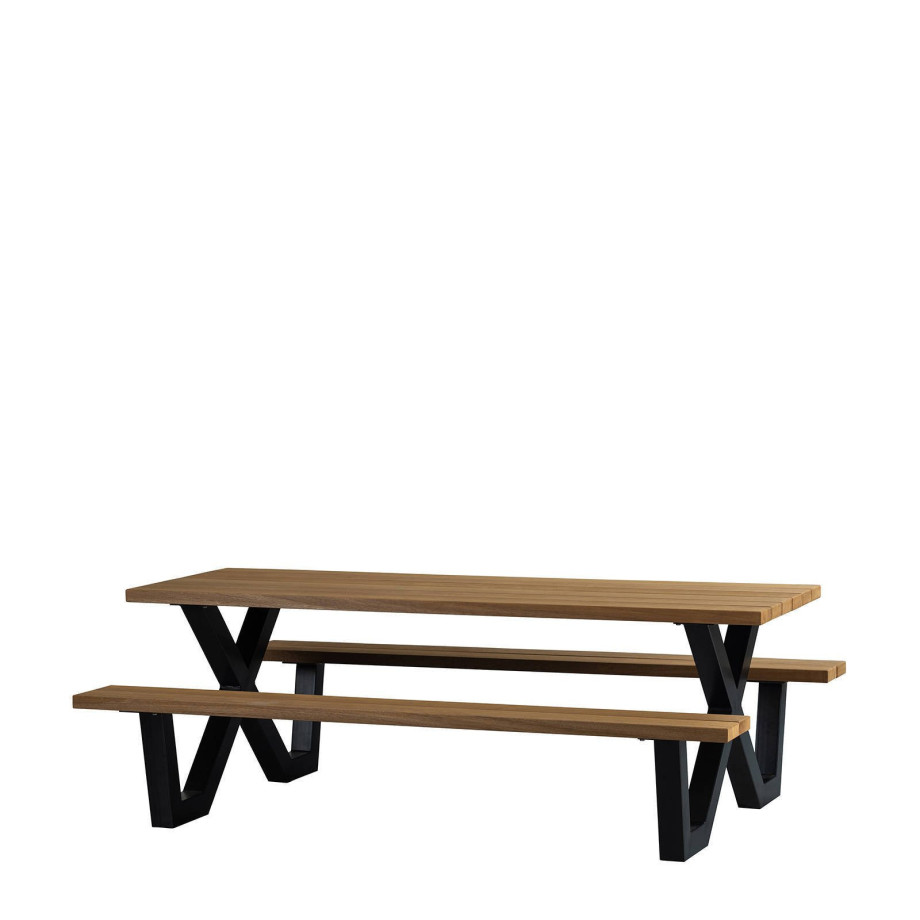 WOOOD Tablo WOOOD Picknicktafel Met X-poot Buiten Tablo - Naturel - 75x206x145 afbeelding 