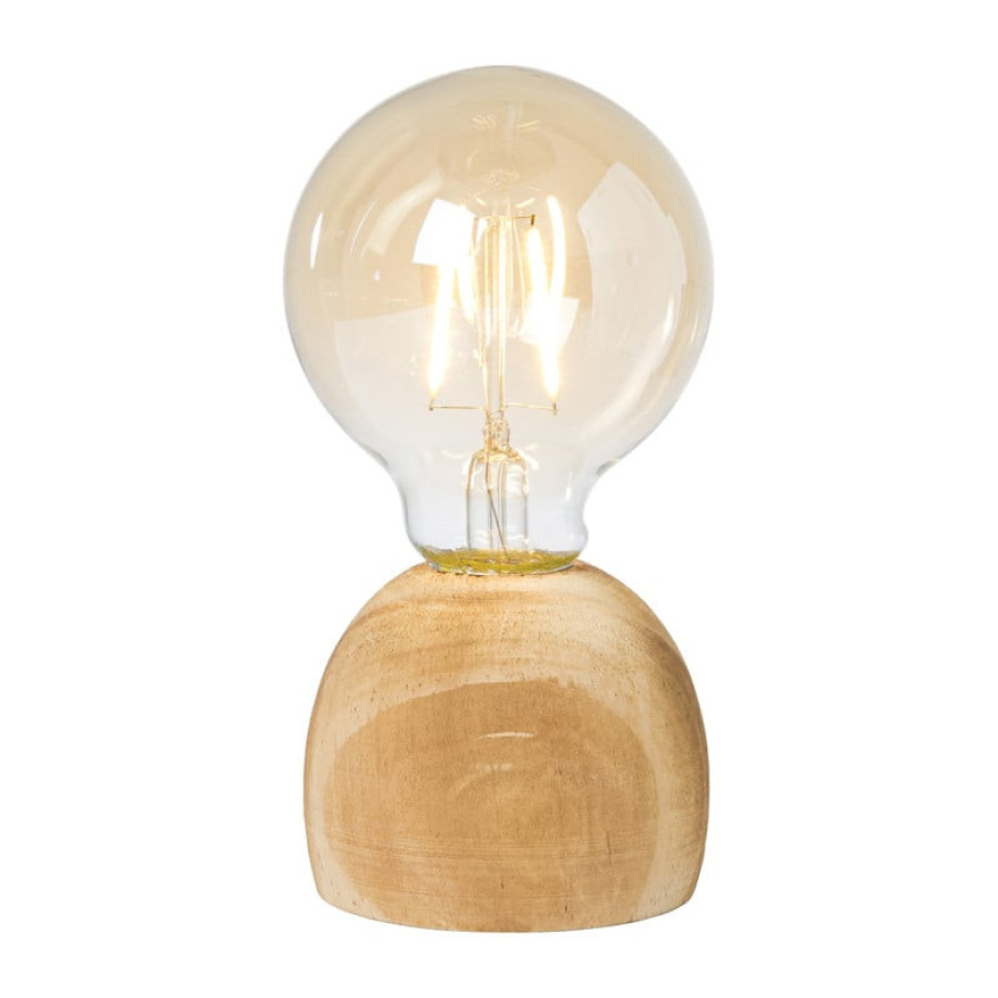 LED lamp houten voet - hout/glas - ø8x13.5 cm afbeelding 1