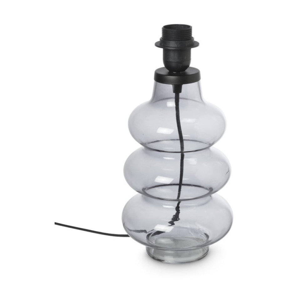 Lampvoet ribbel - grijs - ø14.5x31.5 cm afbeelding 