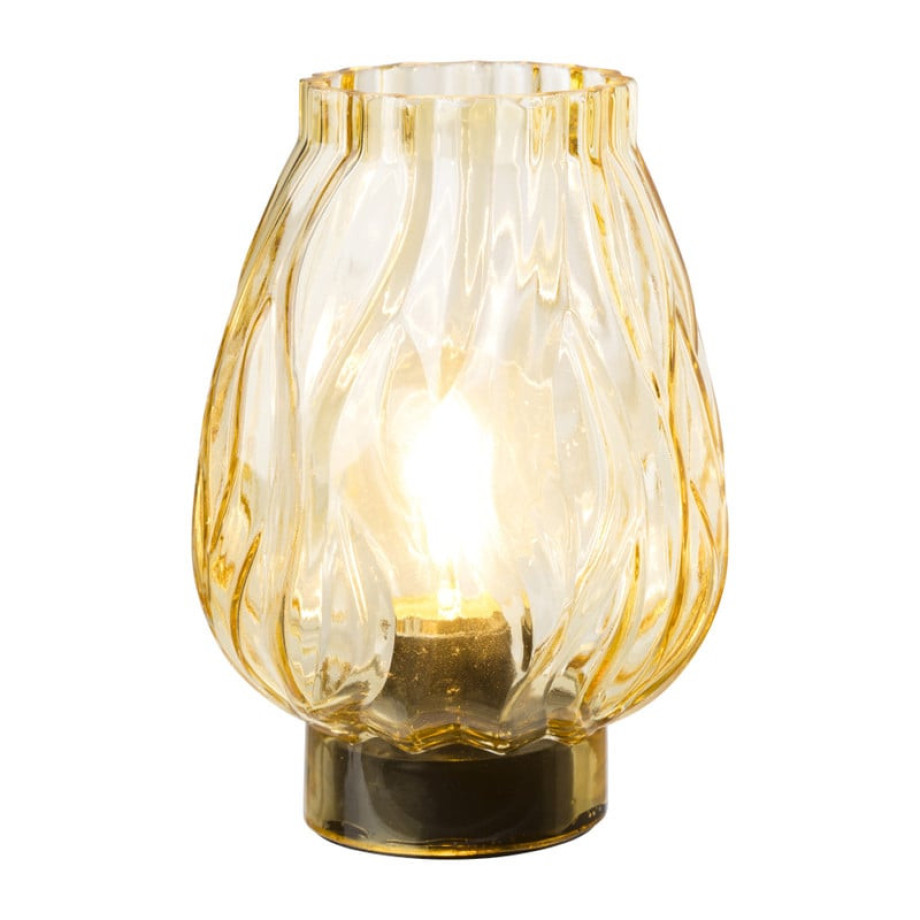Tafellamp bloemknop - bruin - ø12x16.5 cm afbeelding 1