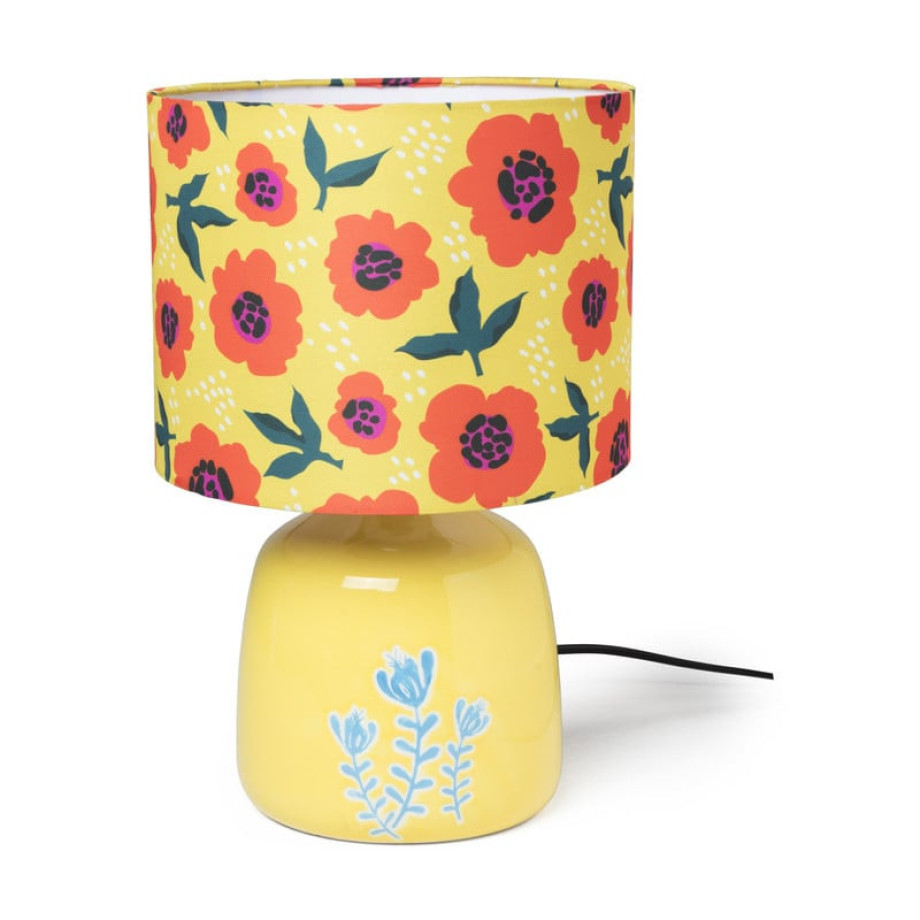 Tafellamp bloemen - geel - ø22x33.5 cm afbeelding 