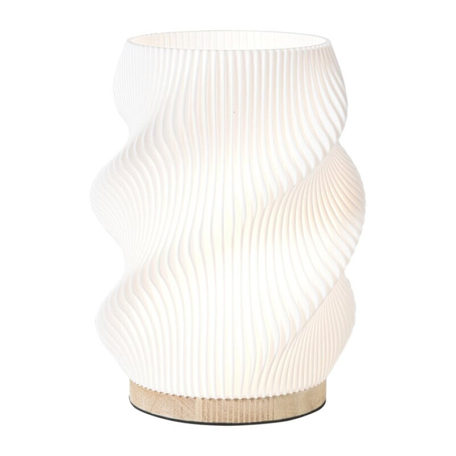Tafellamp swirl - wit/bruin - ø16x20.5 cm afbeelding 