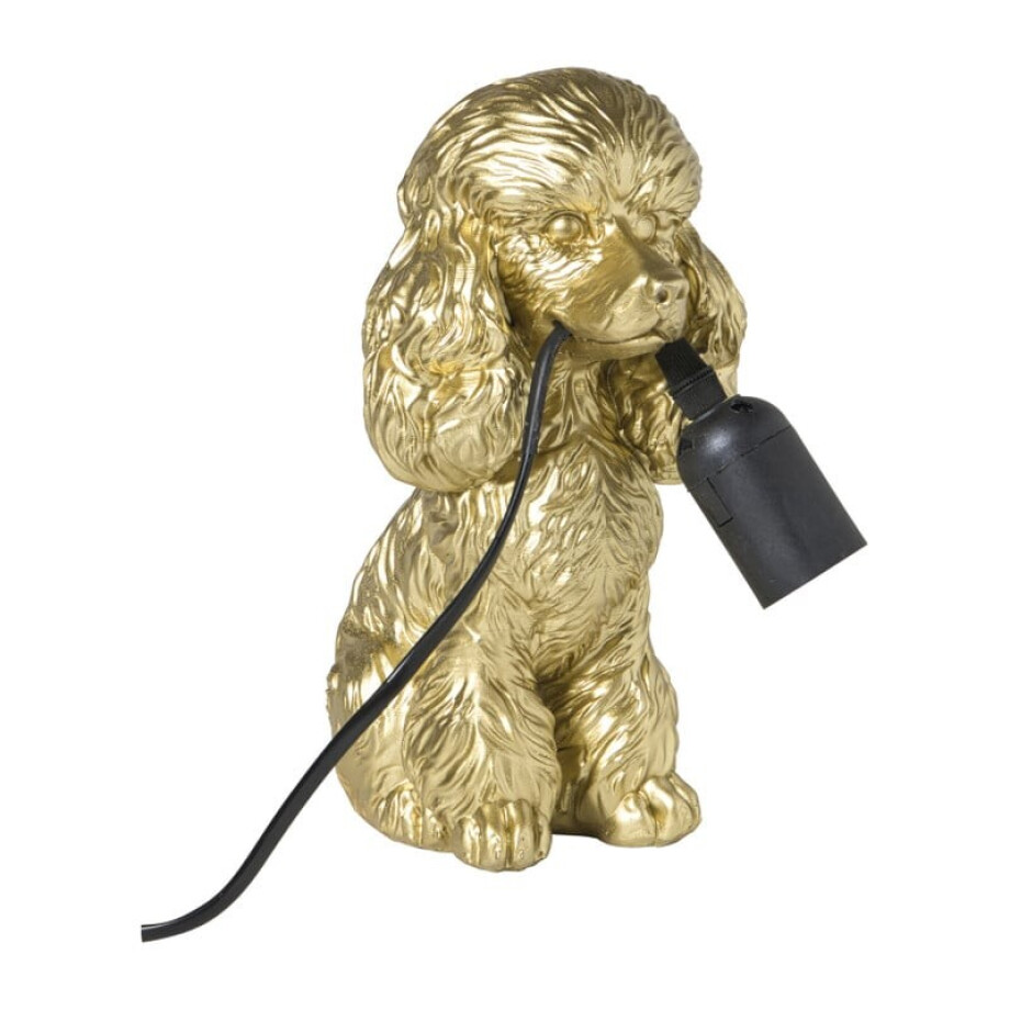 Lampvoet poedel - goudkleurig - 24.5x20.5x12.5 cm afbeelding 