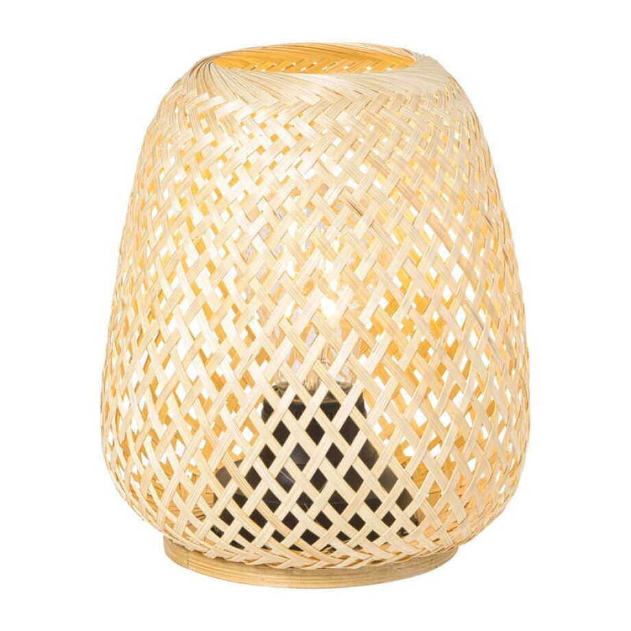 Tafellamp bamboe - bruin - ø16x18 cm afbeelding 