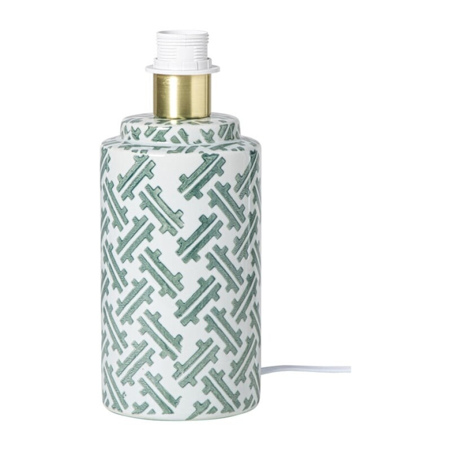 Lampvoet keramiek - wit/groen - ø12x22 cm afbeelding 