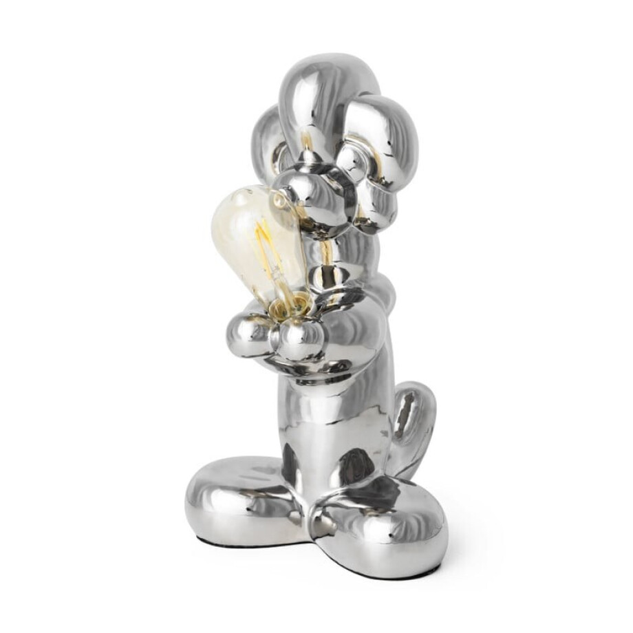 Poedel lamp XXL - zilverkleurig - 38 cm afbeelding 