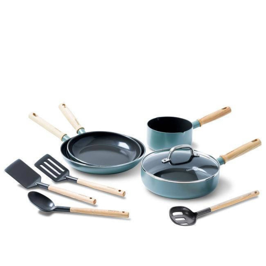 Greenpan Pannenset met Keukenhulpjes Mayflower - 4 delige set afbeelding 