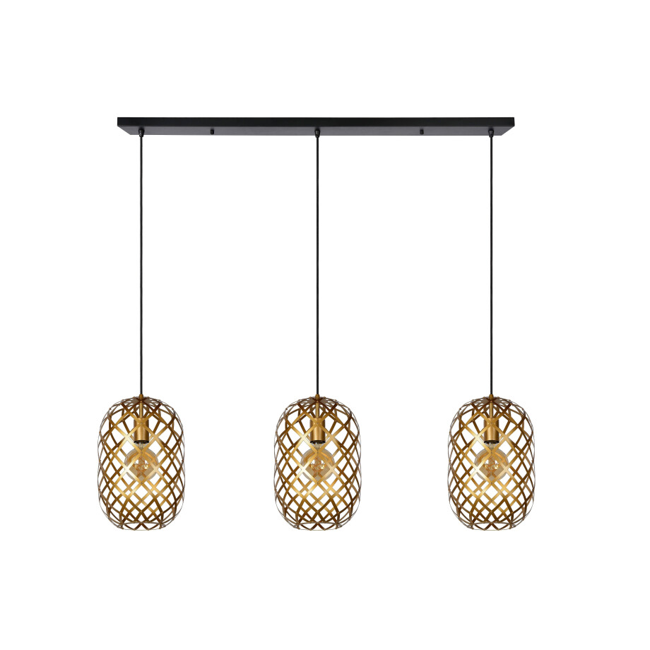 Lucide Lucide WOLFRAM - Hanglamp - 3xE27 - Mat Goud / Messing Lucide Lucide WOLFRAM - Hanglamp - 3xE27 - Mat Goud / Messing afbeelding