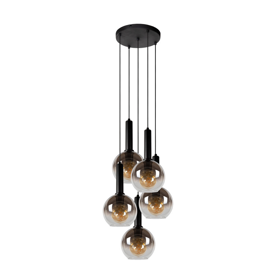 Lucide MARIUS - Hanglamp - Ø 55 cm - 5xE27 - Zwart afbeelding 