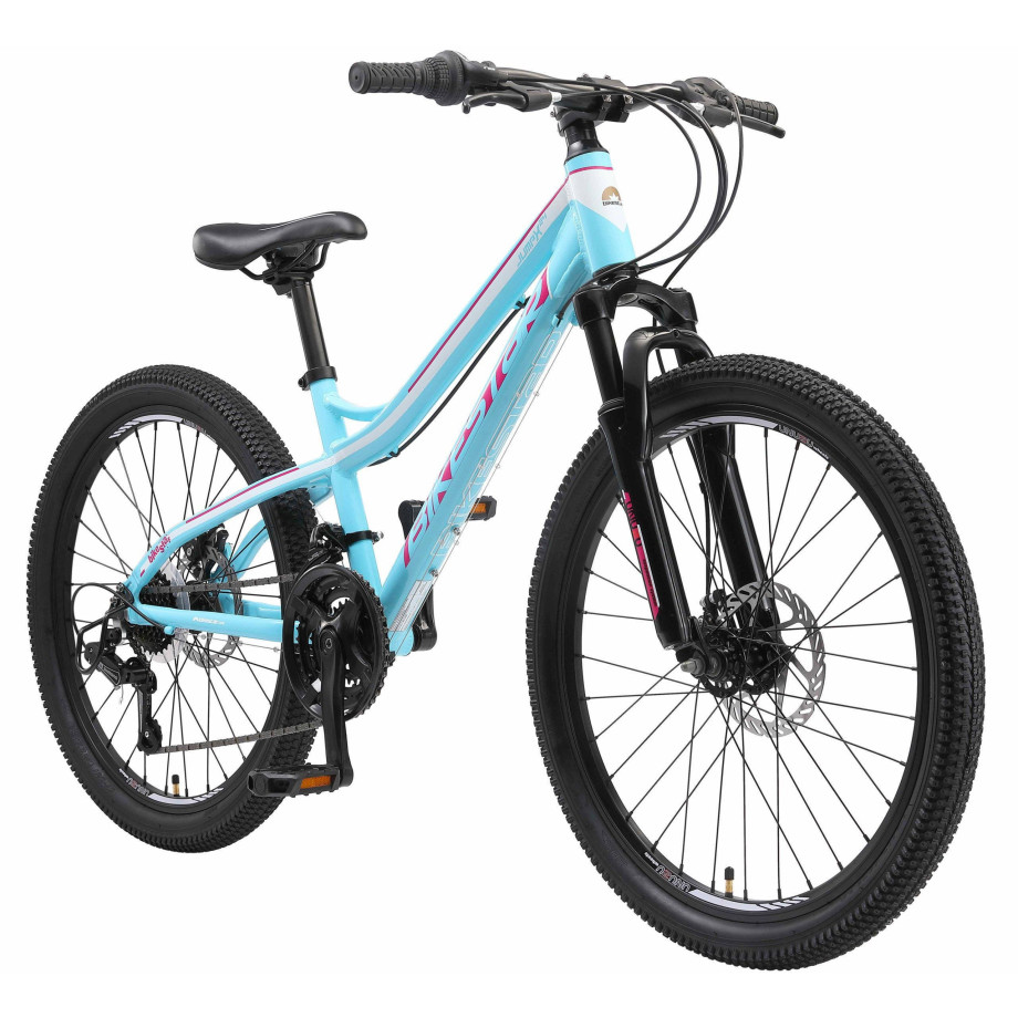 BikeStar hardtail MTB kinderfiets 24 inch turquoise /wit, 21 speed afbeelding 