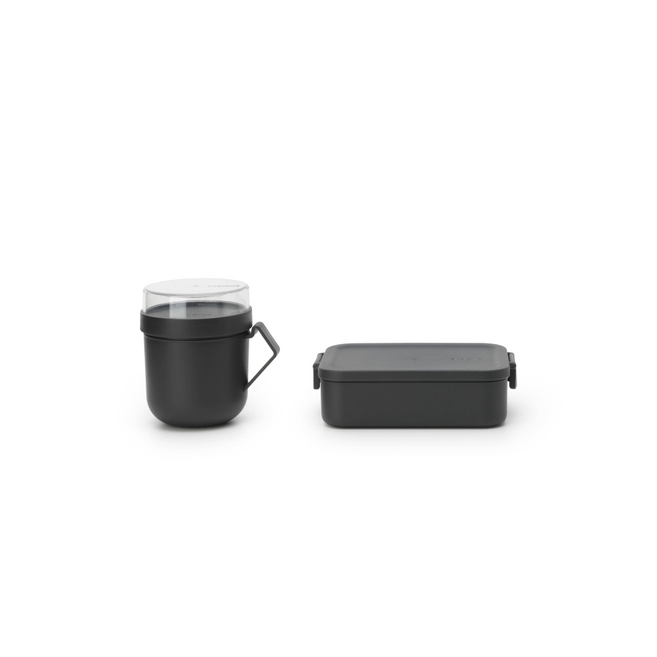 Brabantia Make & Take Lunchset - 2-delig - Kunststof - Dark Grey afbeelding 