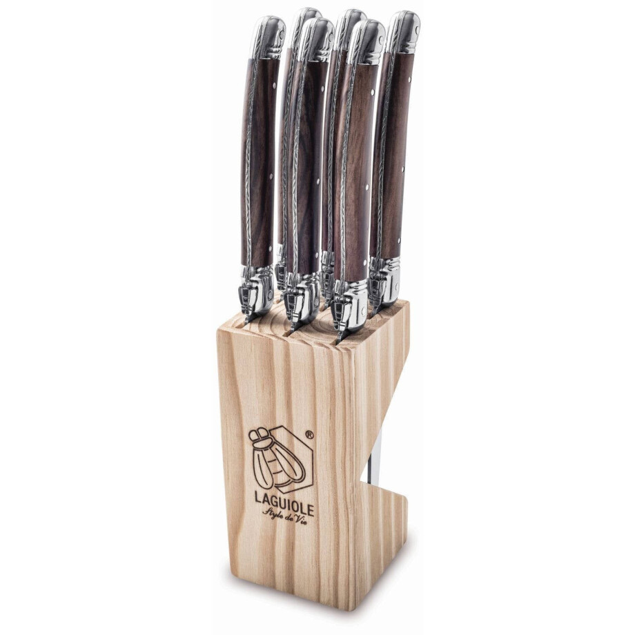 Laguiole Style de Vie Steakmessen Premium Line Dark Wood - 6 stuks afbeelding 