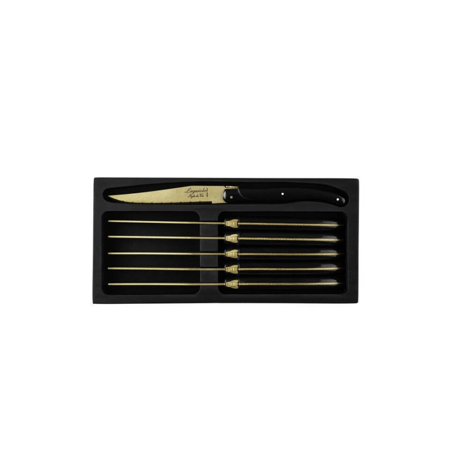 Laguiole Style de Vie Steakmessen Prestige Line Goud - 6 stuks afbeelding 