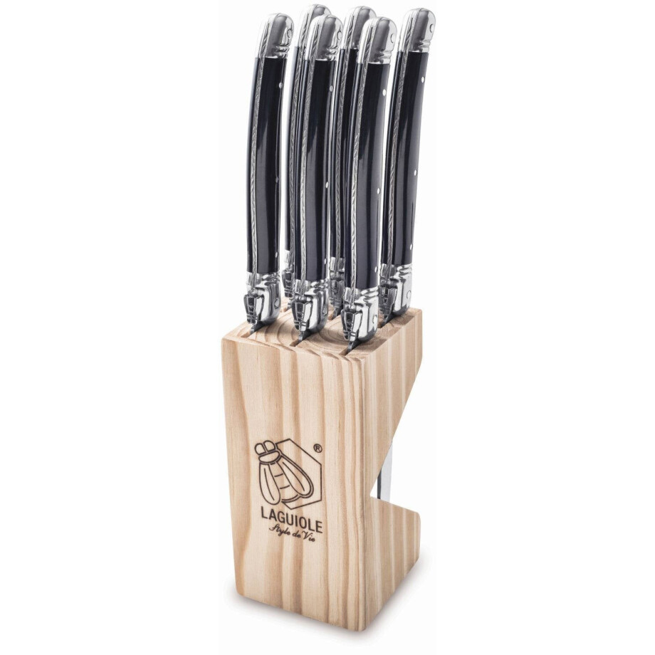 Laguiole Style de Vie Steakmessen Premium Line Zwart - 6 stuks afbeelding 