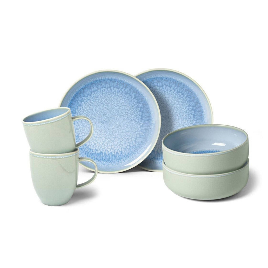 Villeroy & Boch Serviesset Crafted - Blueberry turquoise - 6-delig / 2 personen afbeelding 